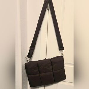 Black Quilted Crossbody Bag - Lightweight Everyday Shoulder Bag